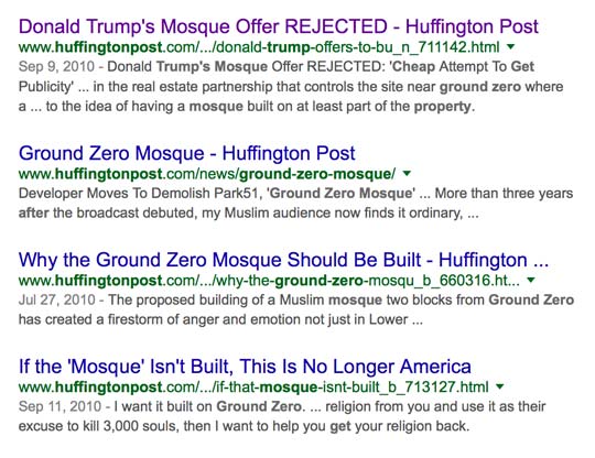 Huffington Post re Trump and Ground Zero Mosque