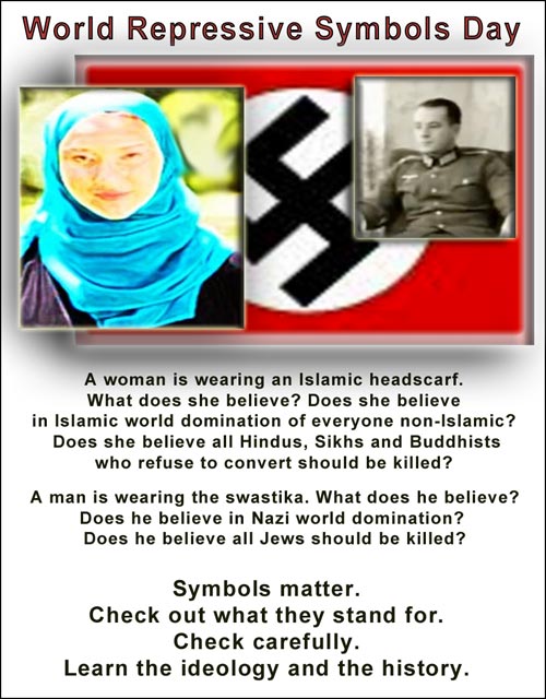 Islamic headscarf, Nazi swastika