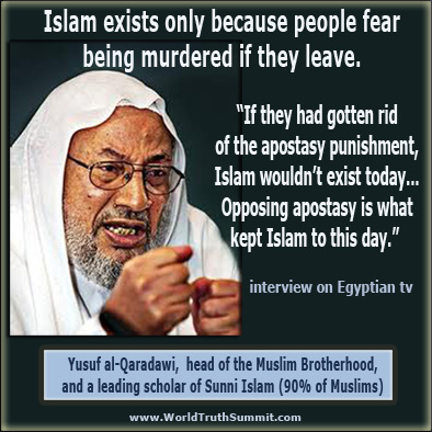 al-Qaradawi, Islam exists because apostate punishment is death